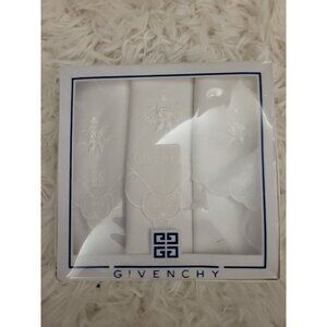 Vintage  Givenchy Boxed Set of Three Hankies Never Used Embroidered